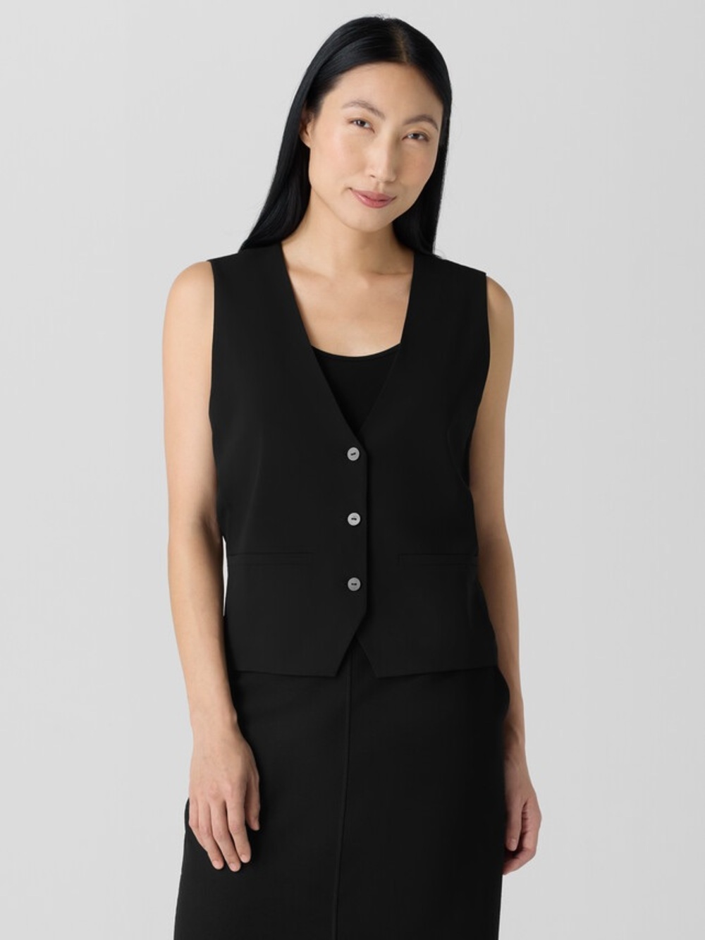 Eileen Fisher Silk Georgette Crepe Vest